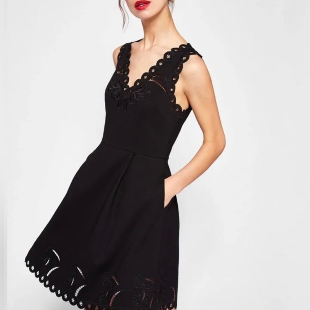 Ted Baker Emalise Dress eyelet lace fit flare dress black